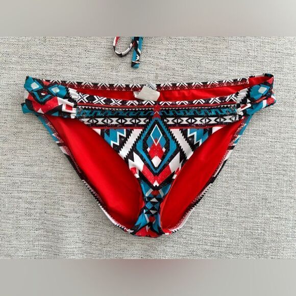 Becca by Rebecca Virtue Women's Aztec Flounce Strappy Cross Back Top Multi - Picture 4 of 16